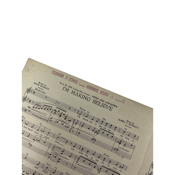Im Making Believe Sheet Music Sweet and Low Down Gordon Monaco - Picture 3 of 5